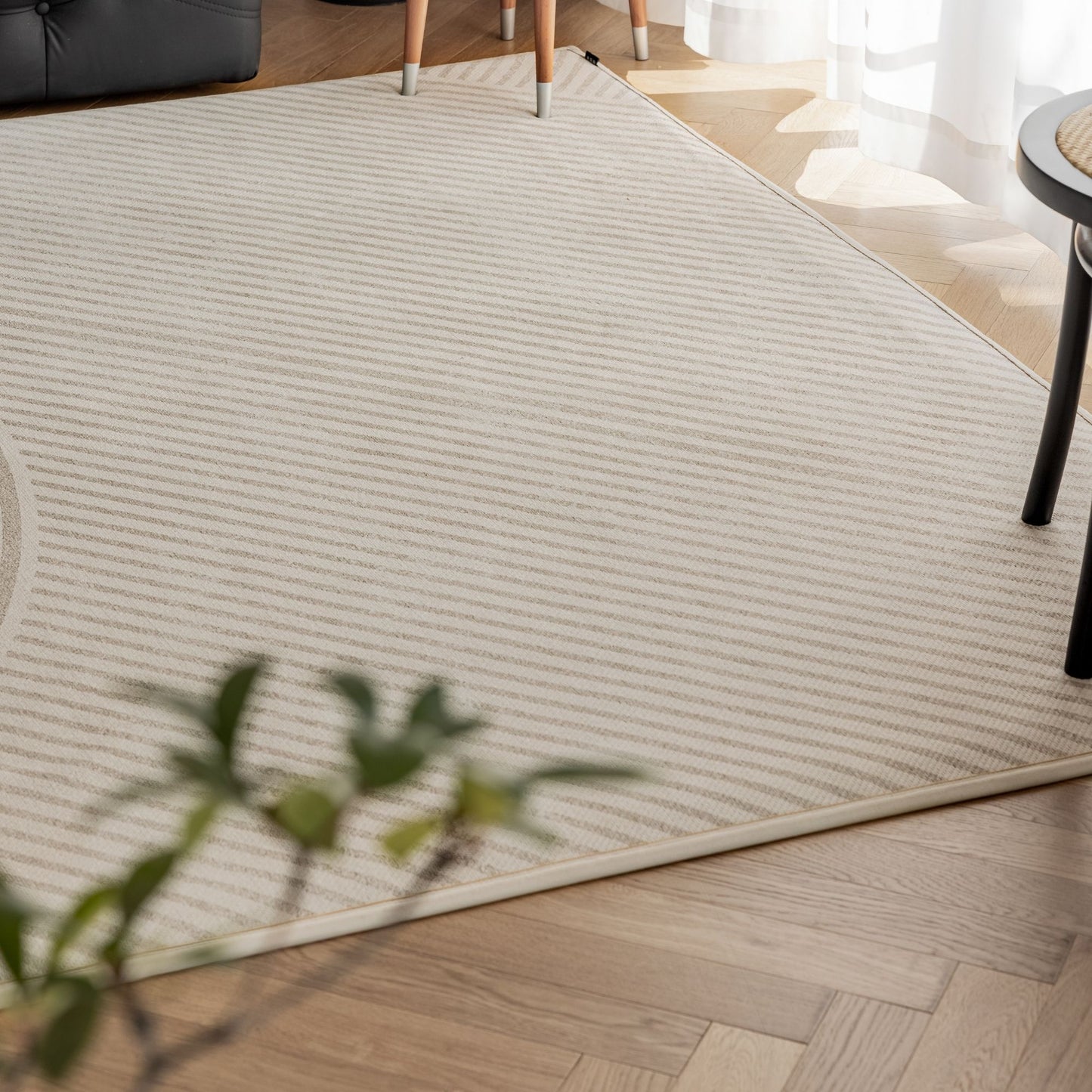 orbit washable rug beige