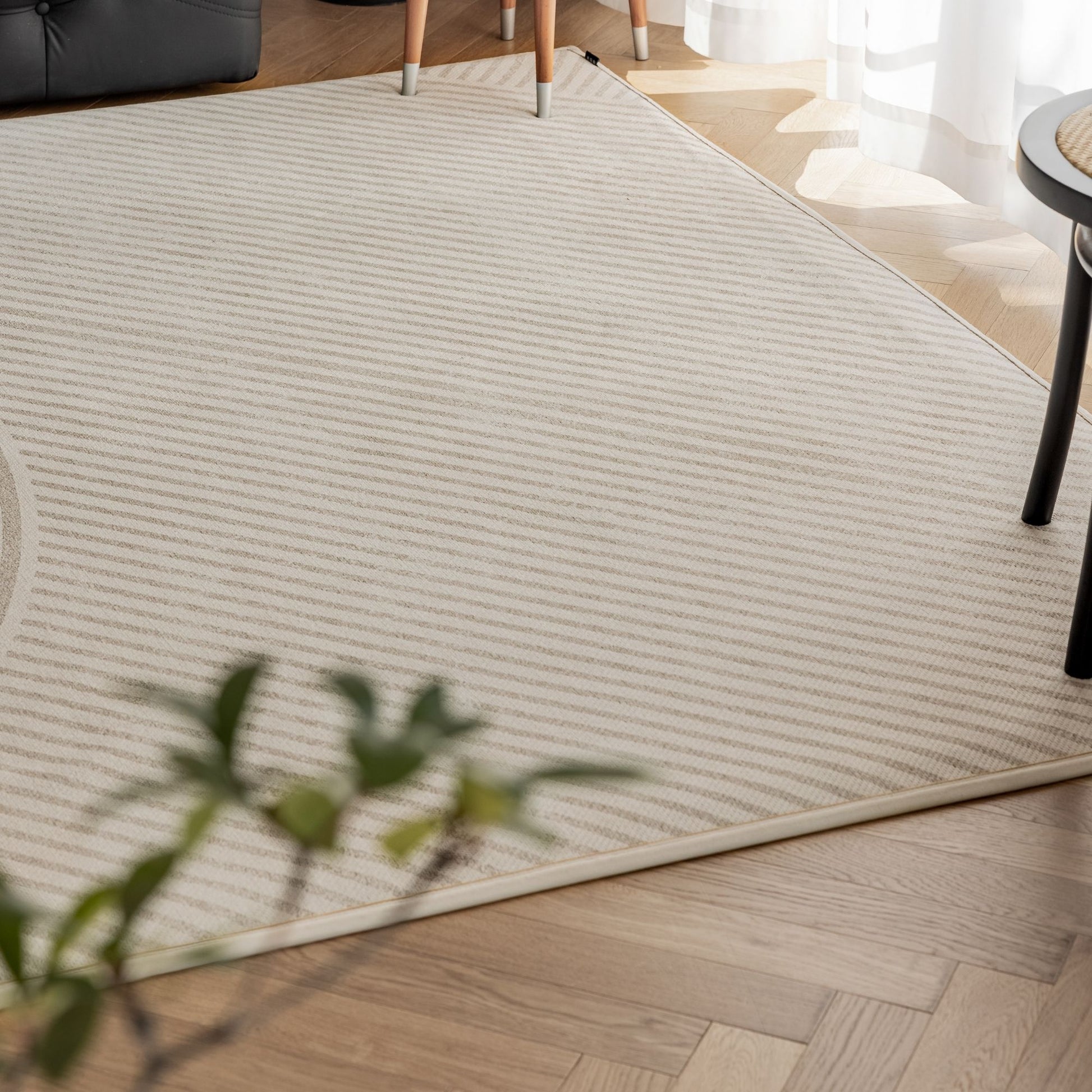 orbit washable rug beige