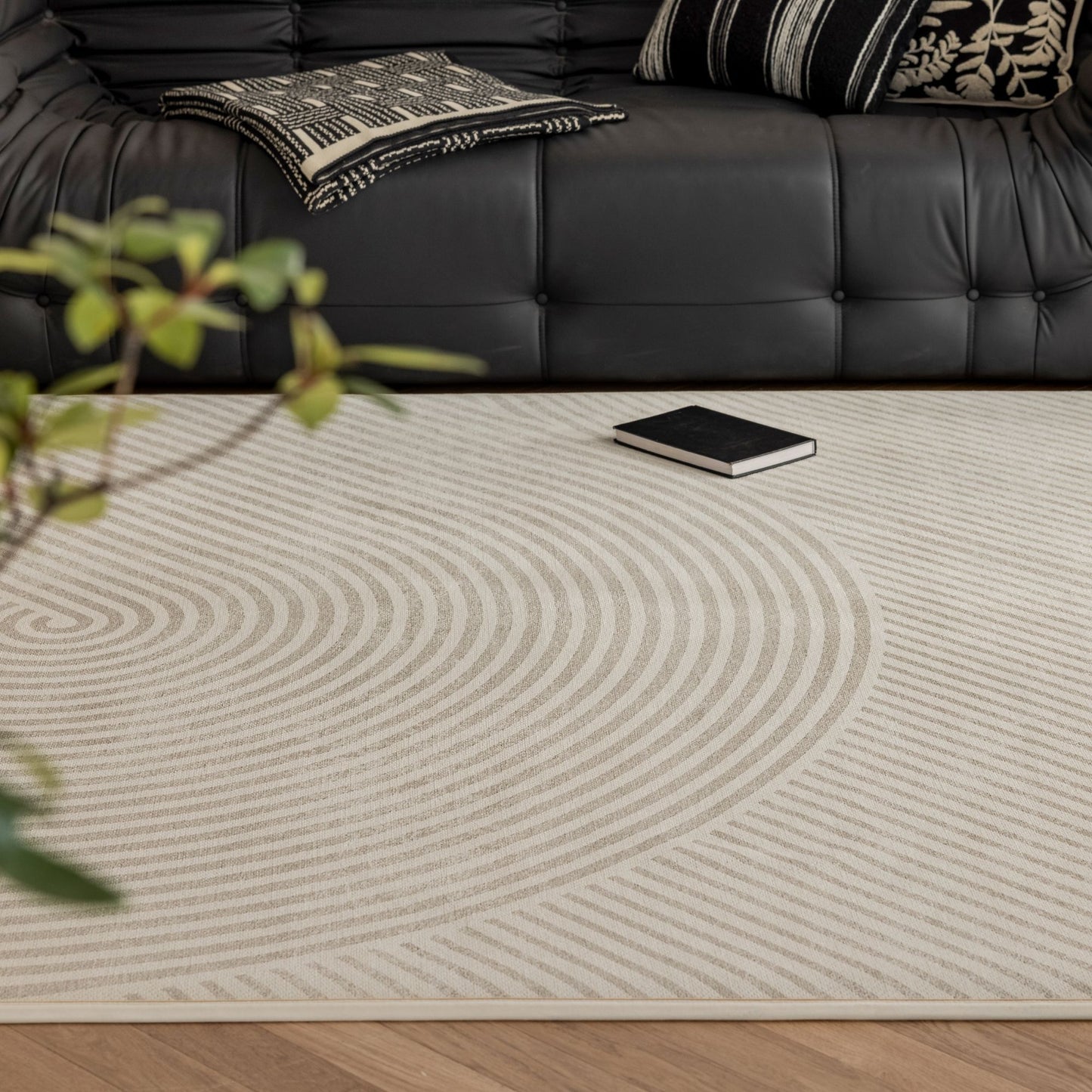 orbit washable rug beige