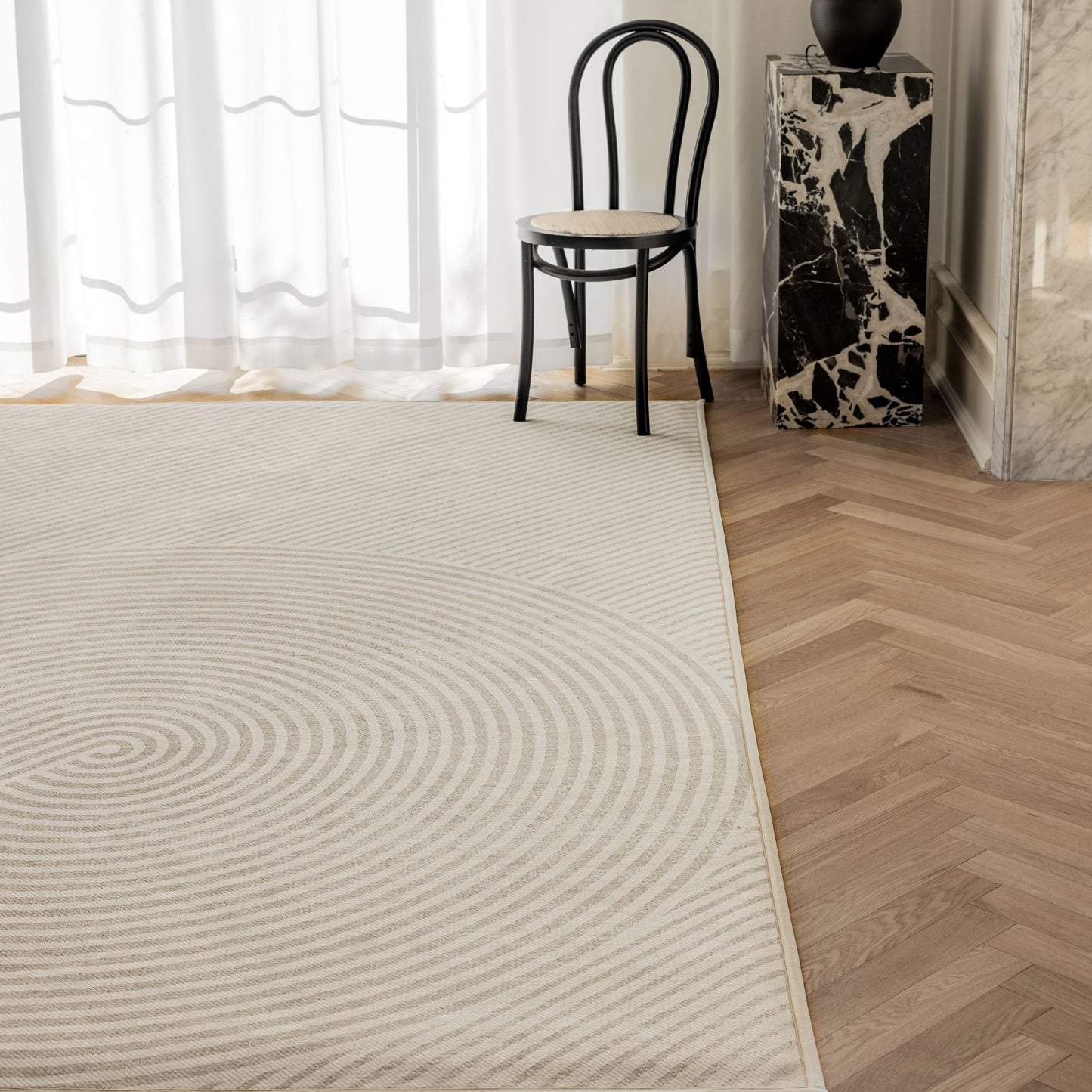 orbit washable rug beige