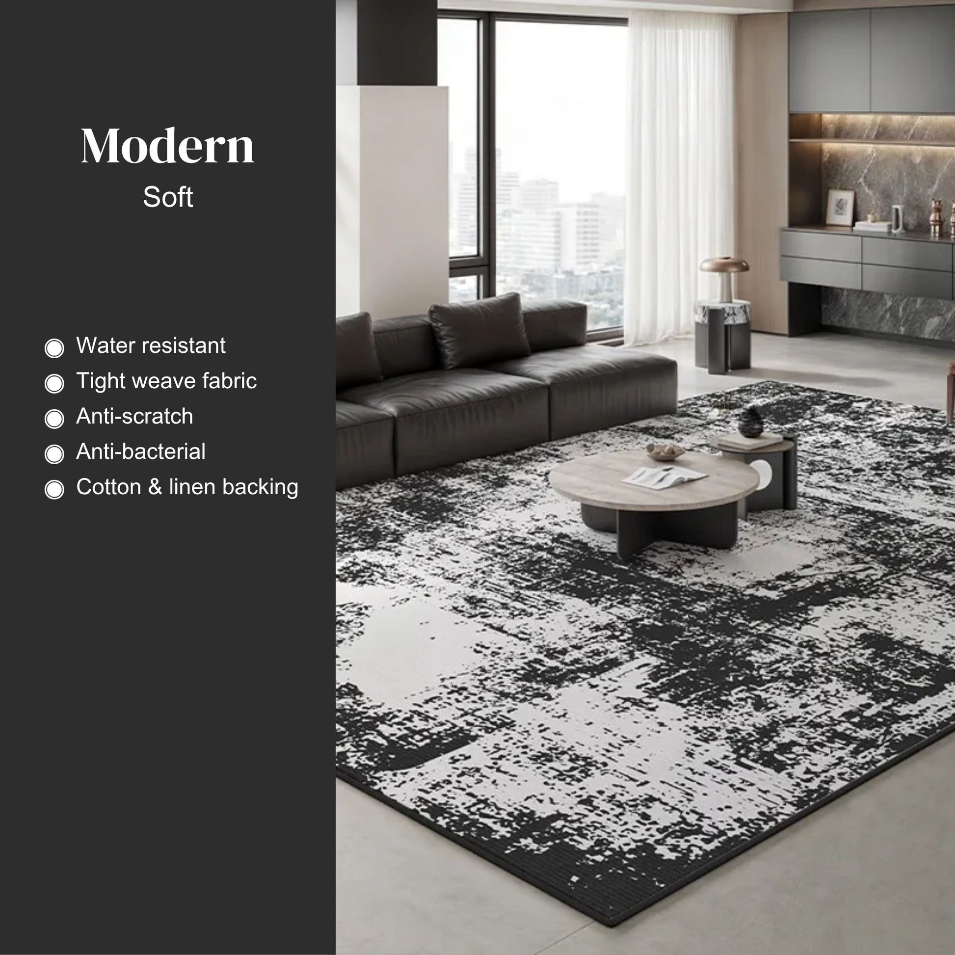 Oscar modern water resistant rug