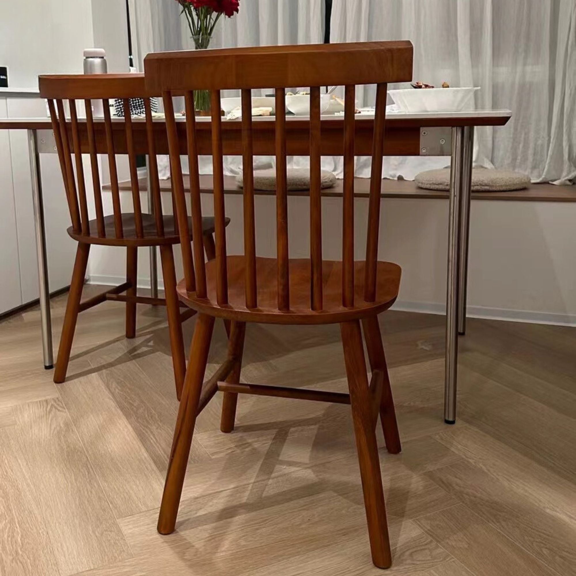 Toby poplar wood char used as part of dining table set