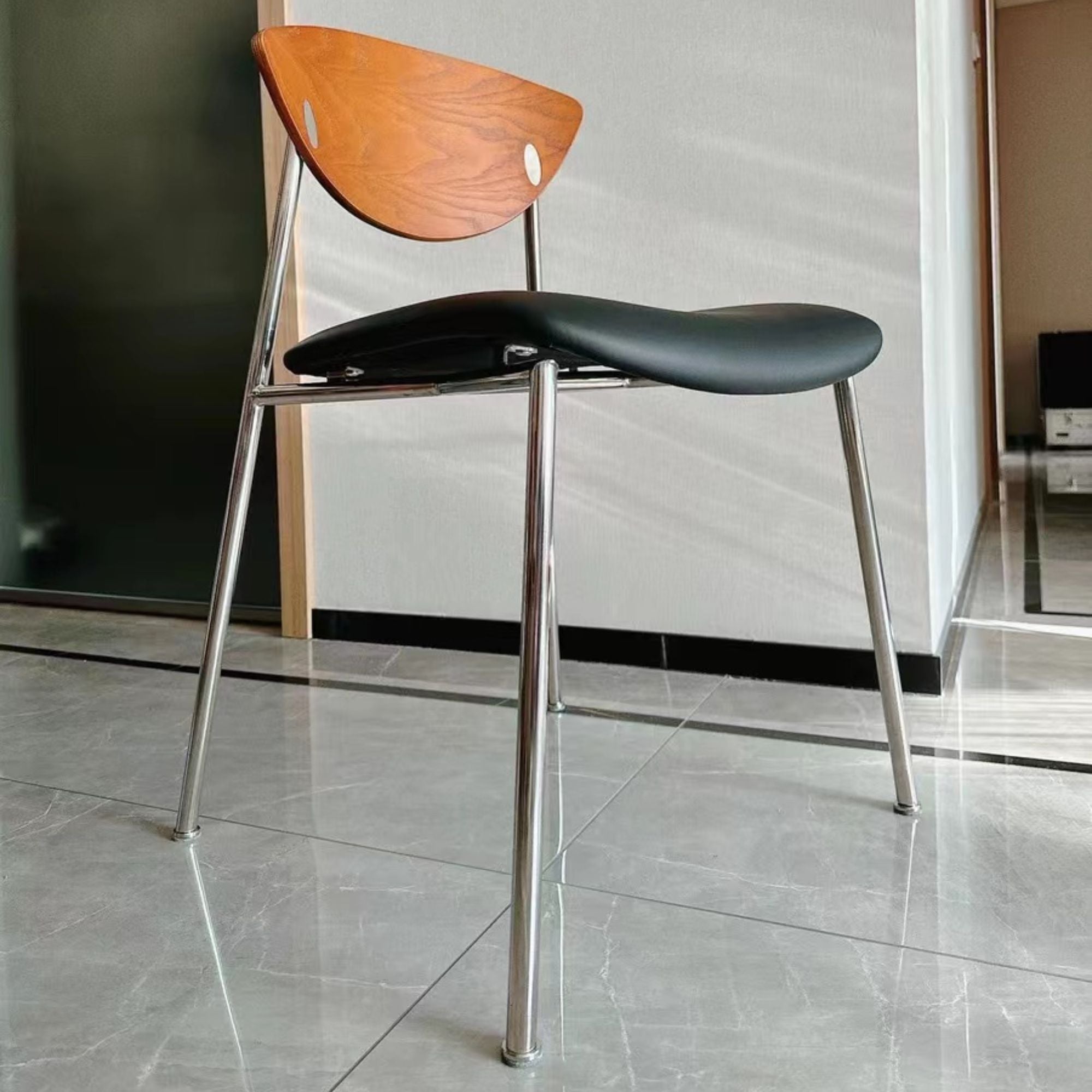 Tyra stainless steel chair close up shot