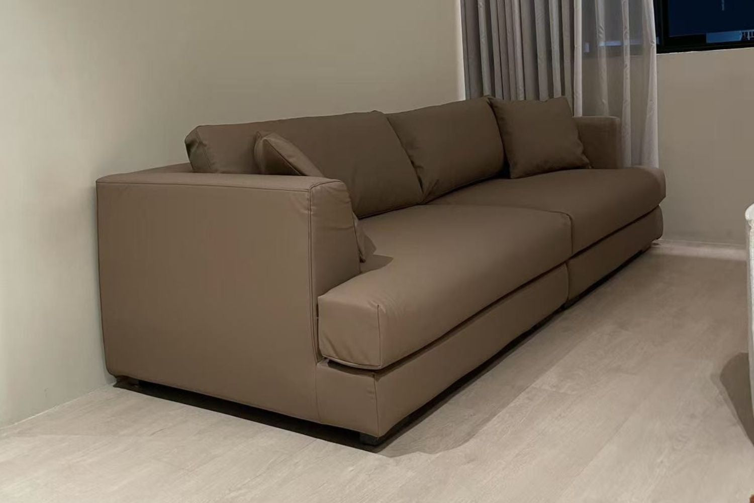 Christy 240cm Dark Brown Faux Leather Sofa Chen Peijun | Apr 25
