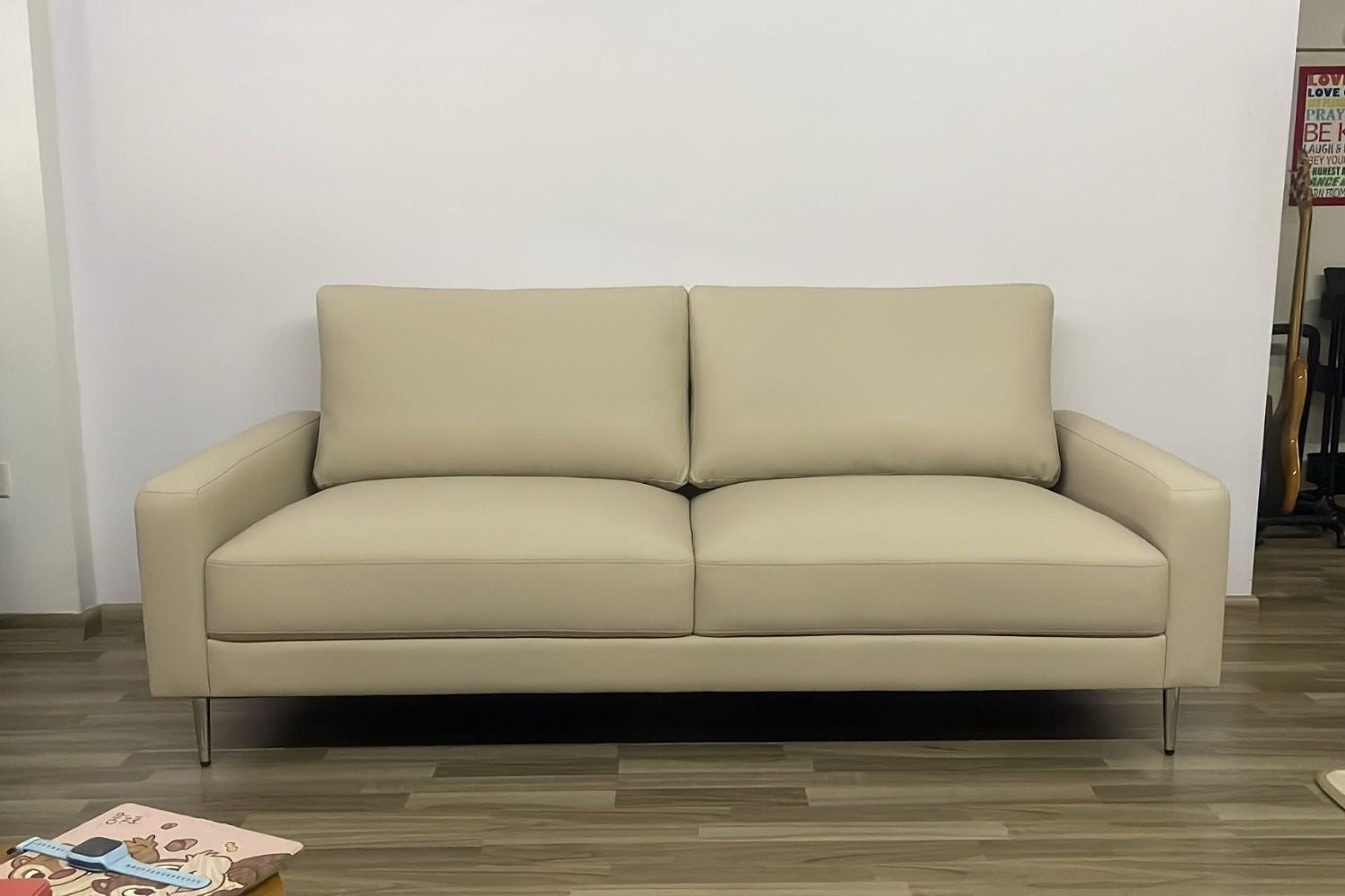 Coach 190cm Beige Faux Leather Sofa Sandra Lim | Sep 25