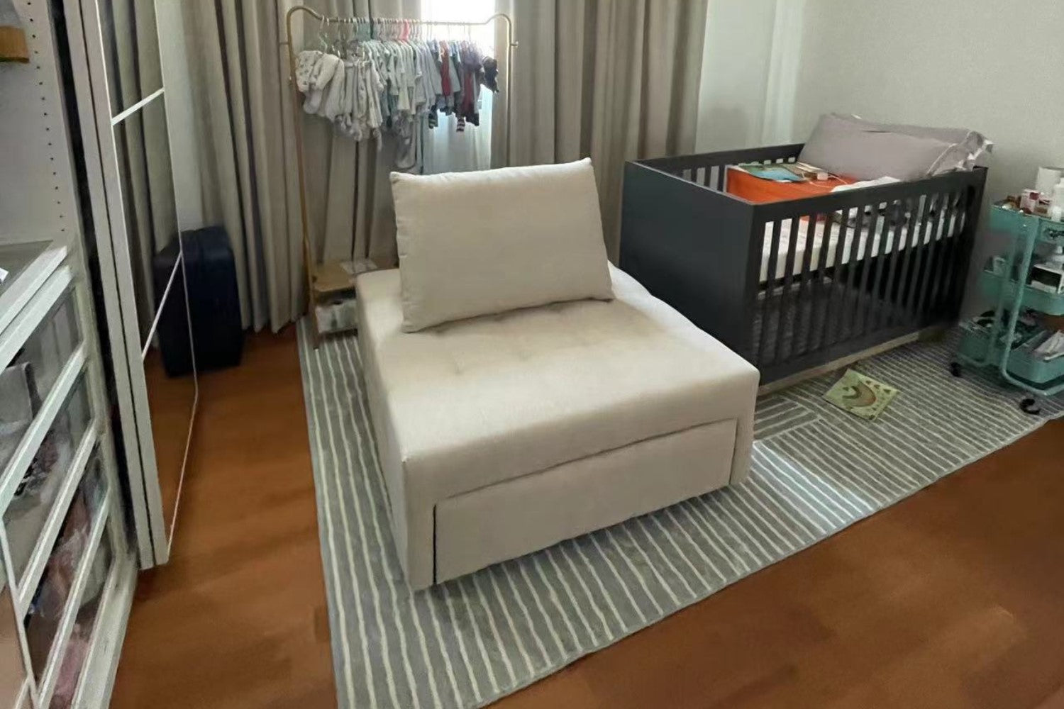 Candy 105cm beige fabric sofa bed in real customer's home