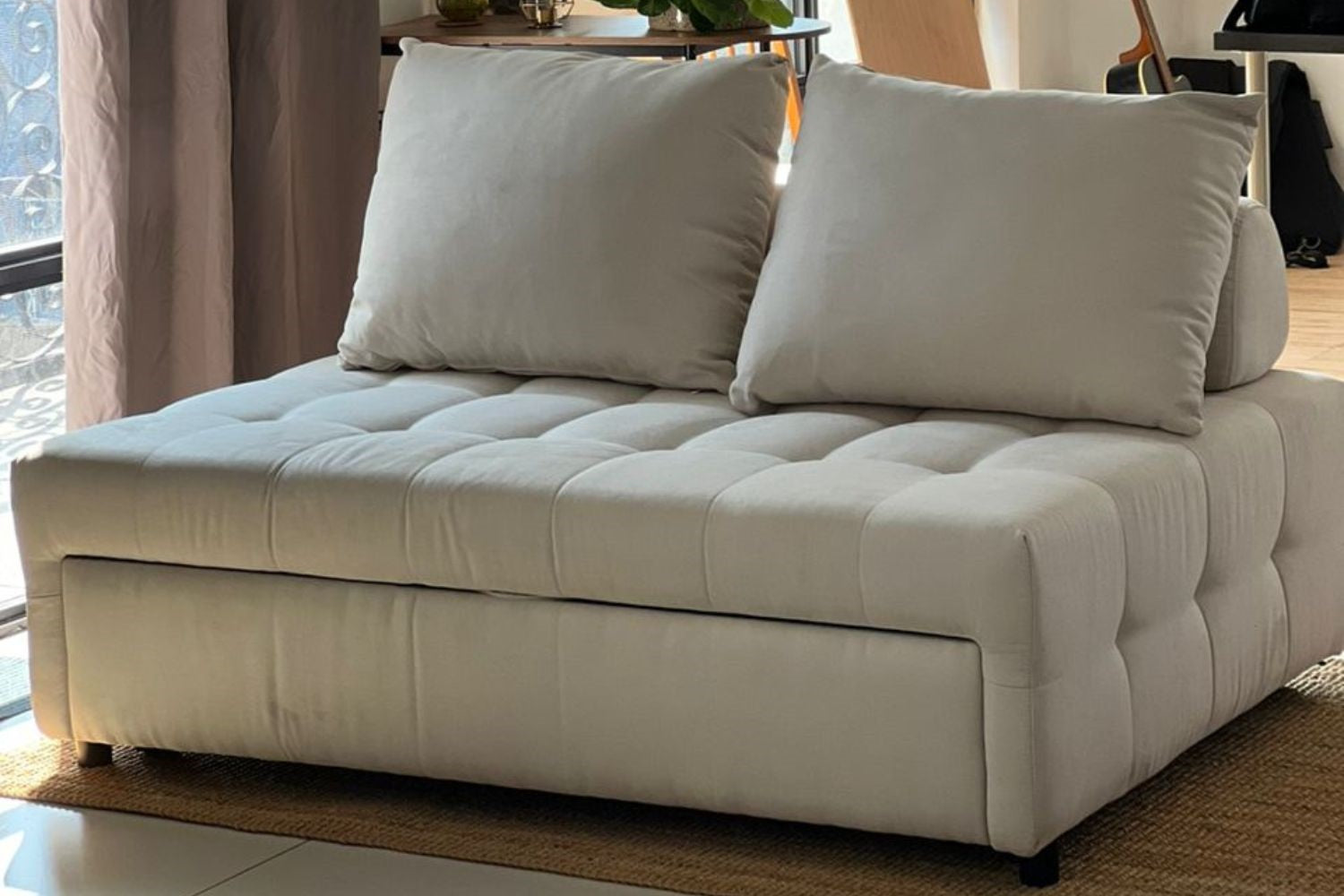 Candy 147cm Beige Fabric Sofa Bed Chan Kah Mun | Jul 24