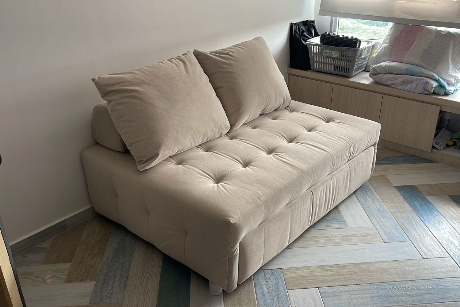 Candy 147cm Beige (Furla 40) Fabric Sofa Bed Zi Yan | Jun 24