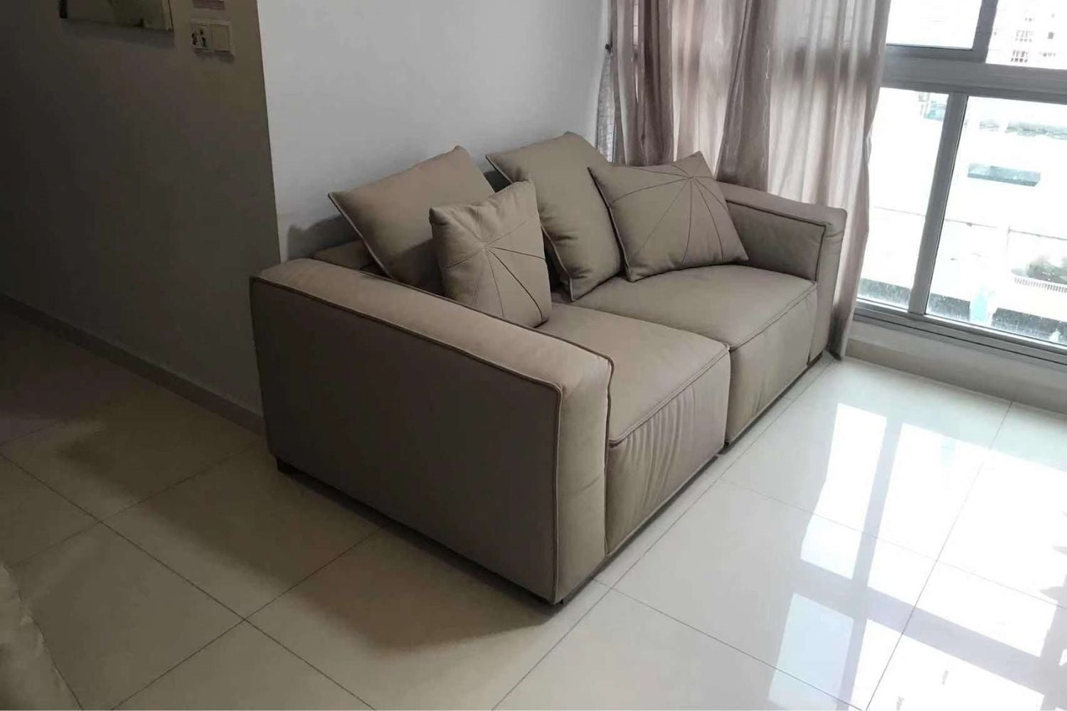 Carson 180cm Beige (Remy 527) Half Leather Sofa Wing Ki | Feb 24