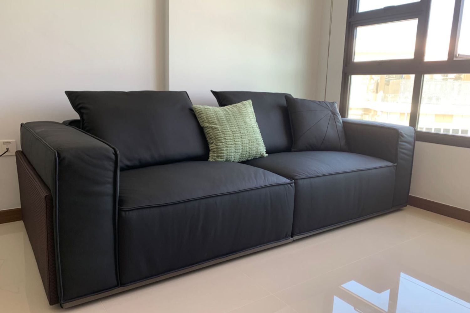 Carson 240cm Black (Brady 92) Full Leather Sofa Gavin | Nov 23