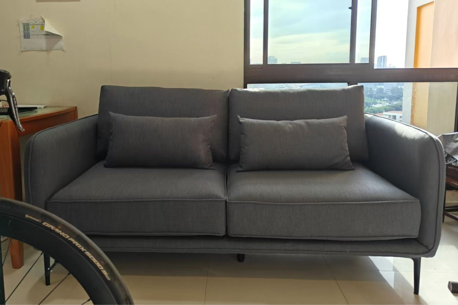 Casper 180cm Dark Blue Fabric Sofa