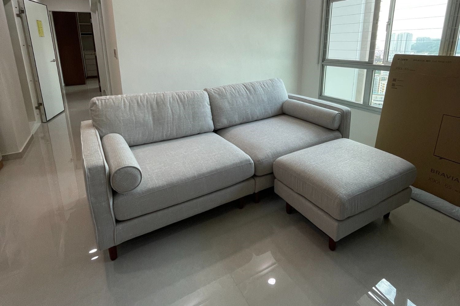 Castle 215cm Grey Fabric Sofa + Ottoman Celeste Lim | Jul 24