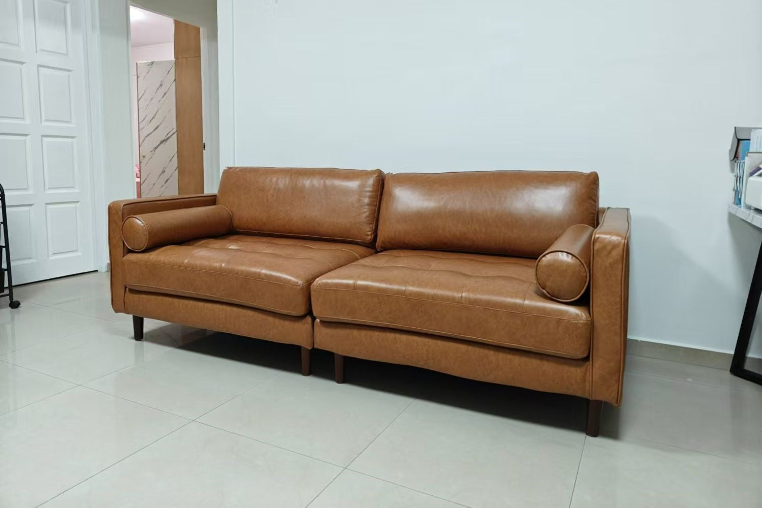 Castle 220cm Brown Faux Leather Sofa Marilynn | Dec 24