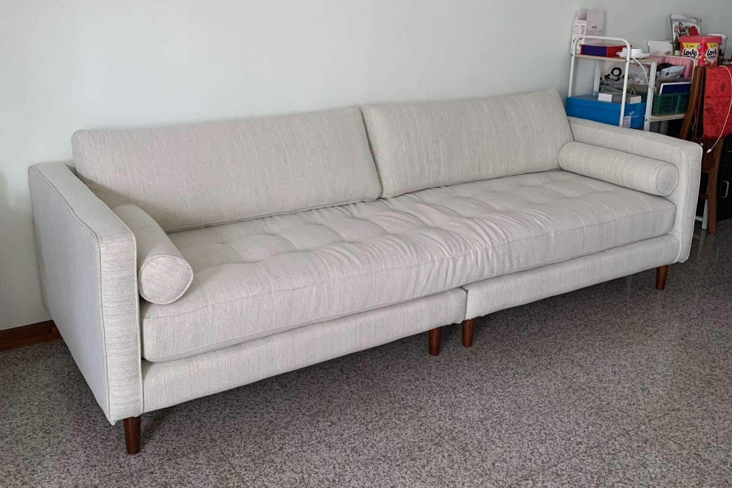 Castle 260cm White Fabric Sofa Gem Ang | Mar 24