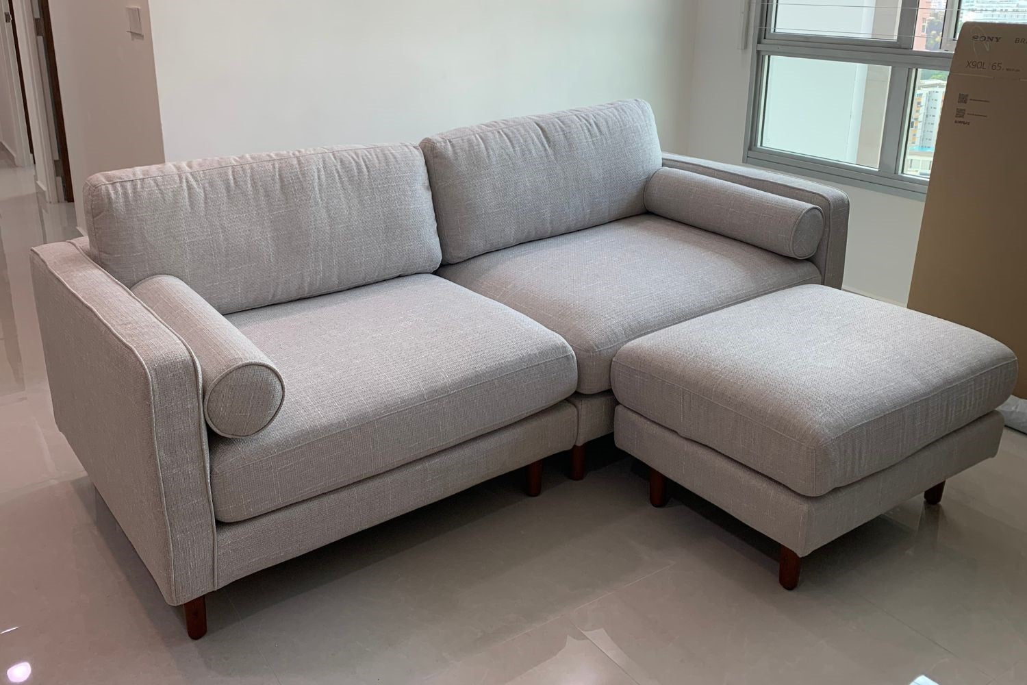 Castle 80cm x 60cm Grey Fabric Ottoman Celeste | Jun 24