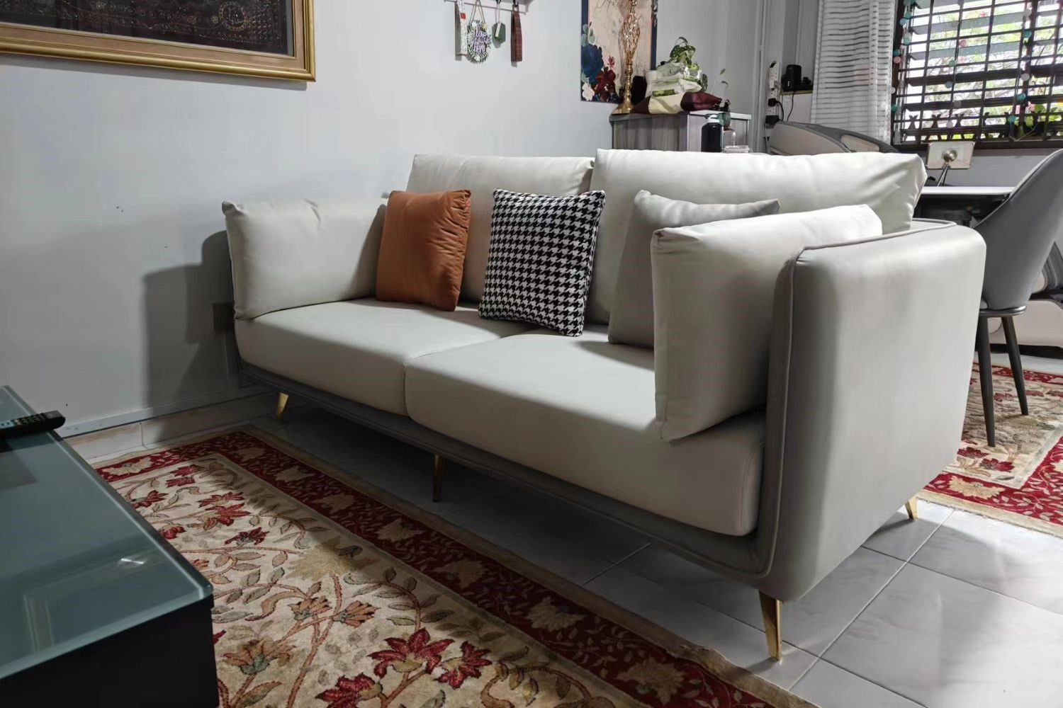 Chris 190cm White & Grey Fabric Sofa Sri Surmani | Oct 24