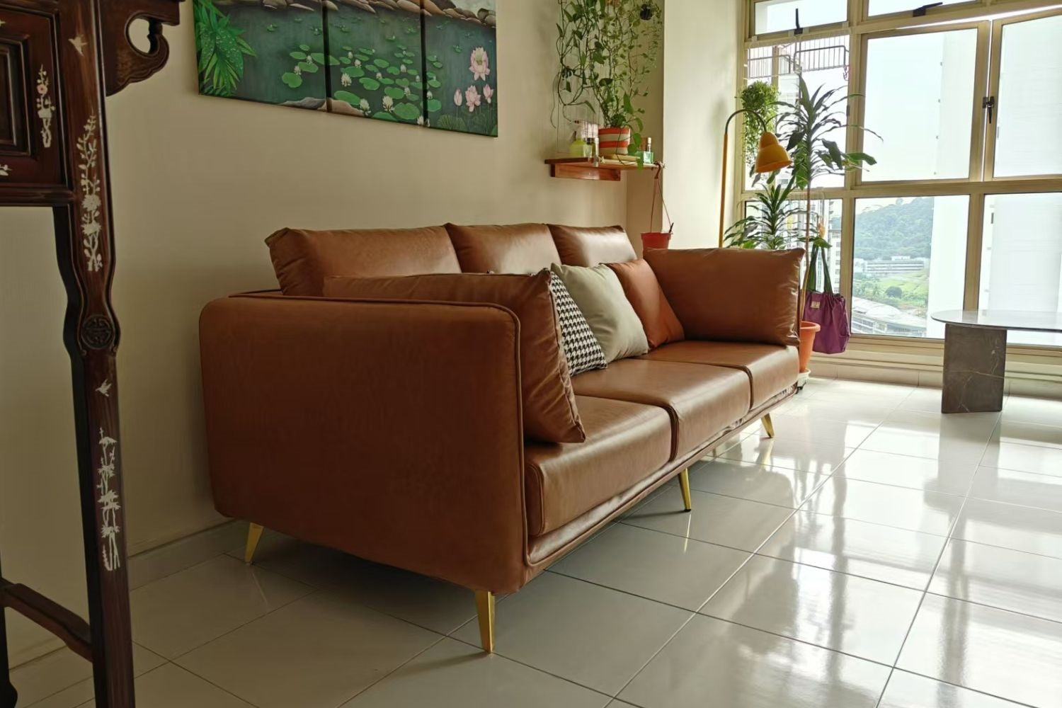 Chris 210cm Brown Faux Leather Sofa Seetoh | Nov 24