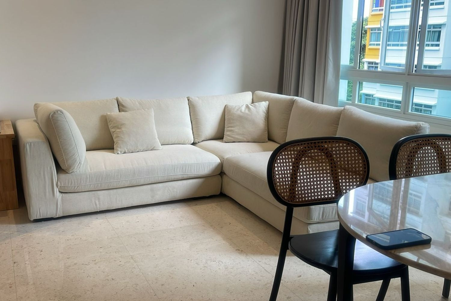Claudia 250cm Beige Fabric Corner Sectional Sofa Crystal Lim | Sep 25