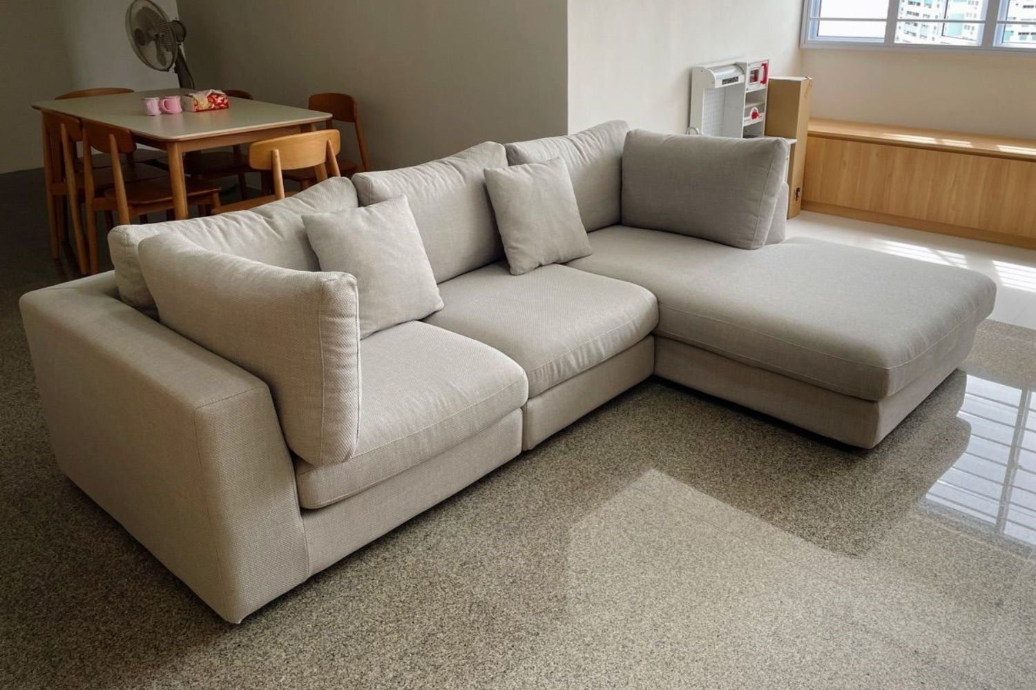 Claudia 260cm Grey Fabric Sectional Sofa Mabel Lim | Dec 24