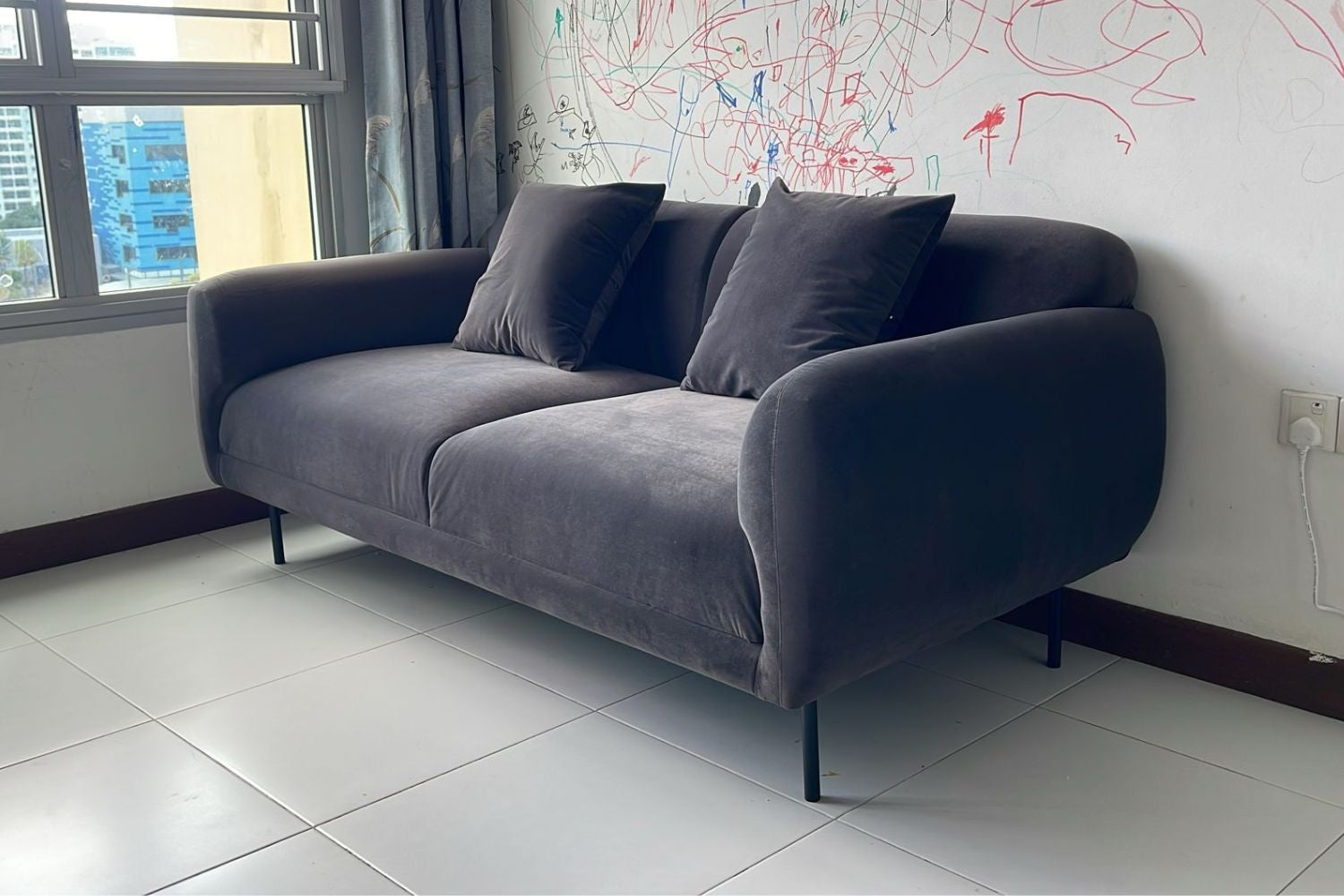 Contour 180cm Dark Grey Fabric Sofa My Crib | Apr 25