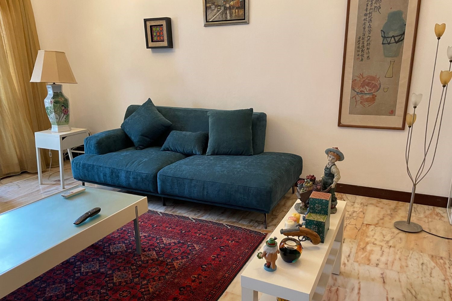 Crystal 200cm Bluish Green Fabric One Arm Sofa Vijay | Apr 24