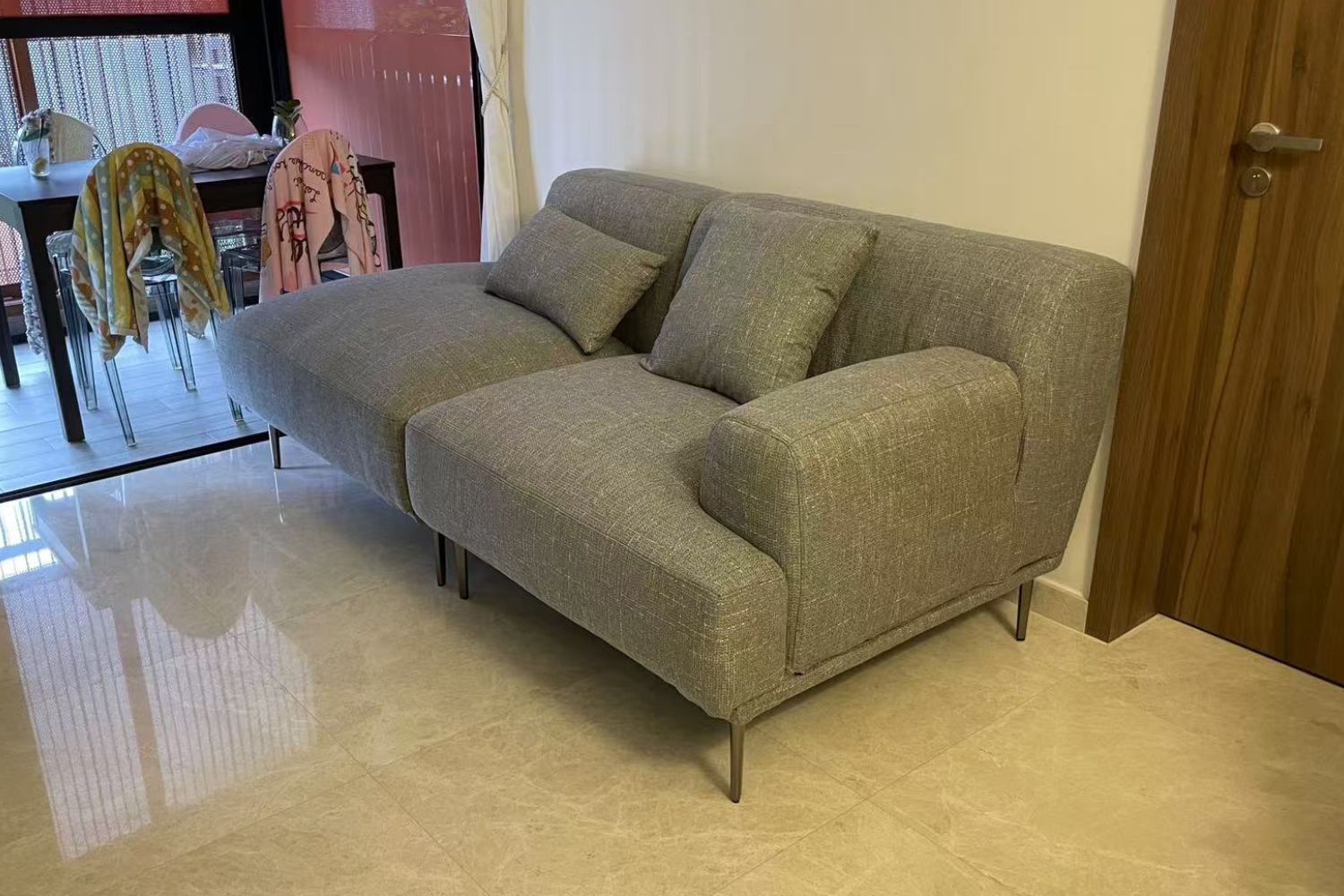 Crystal 200cm Grey (Reda 92) Fabric One Arm Sofa Serene | Nov 24