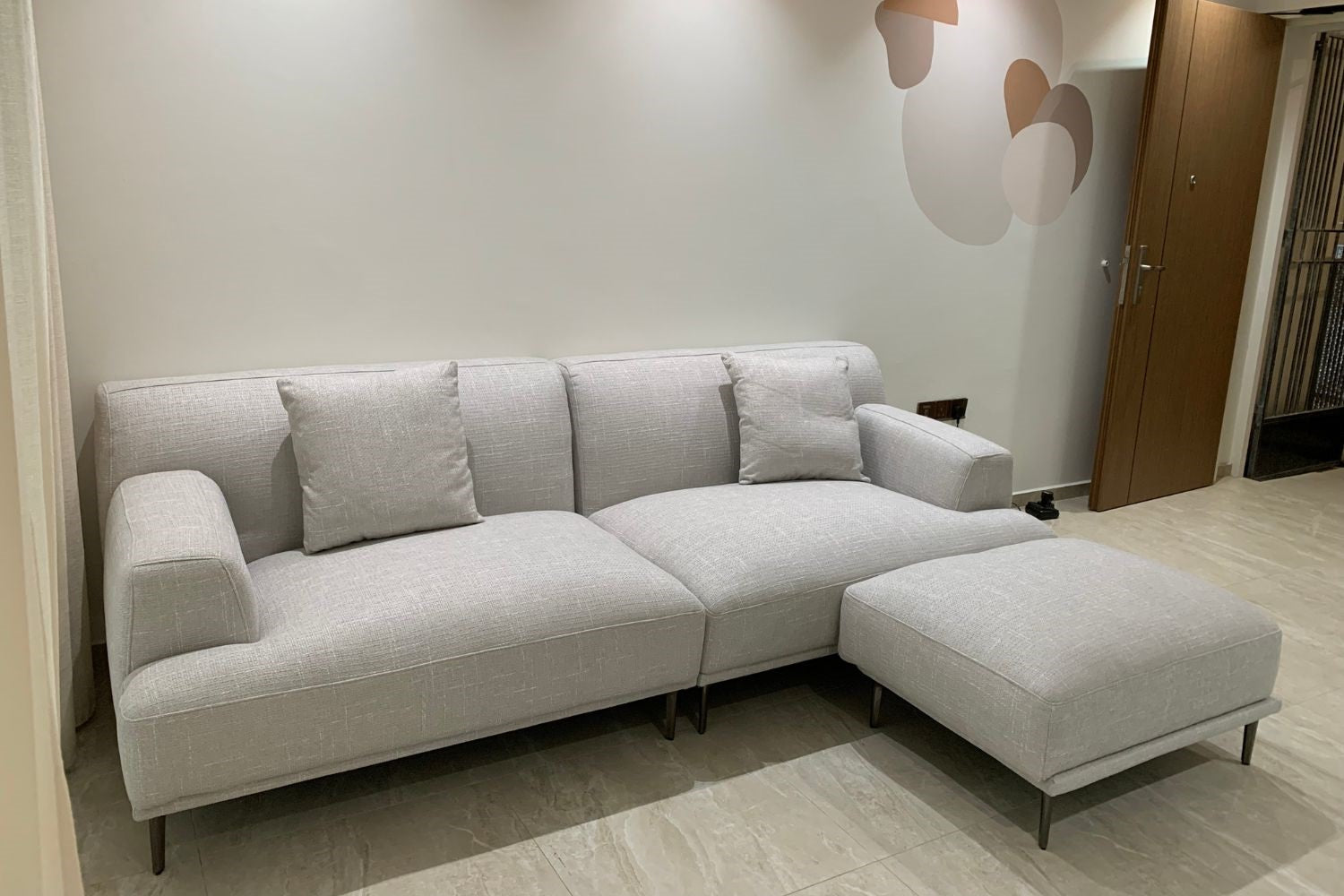 Crystal 240cm grey (Reda-90) fabric sofa + Ottoman Wardah | Jan 24