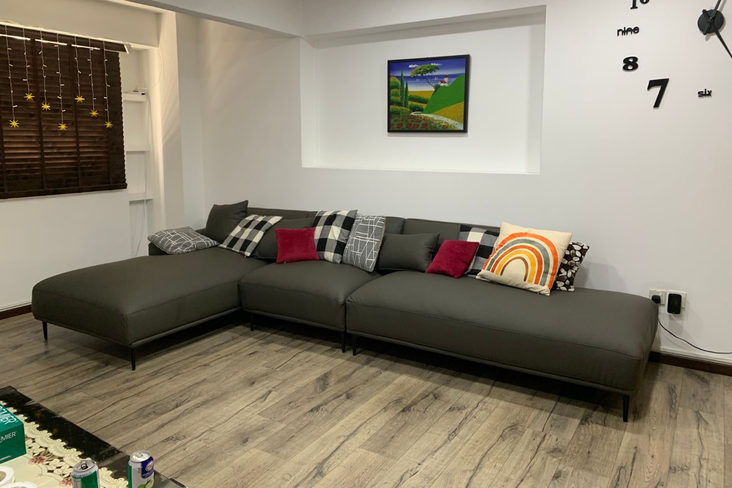 Crystal 350cm Grey (Remy 503) Half Leather Sectional Sofa Haleza | Mar 24