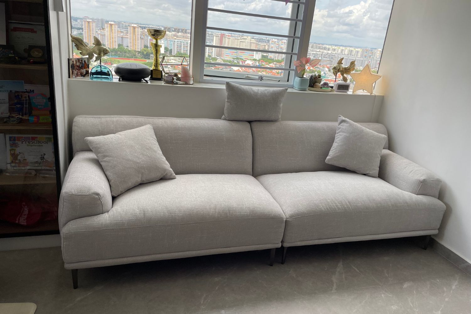 Crystal grey fabric sofa 240cm