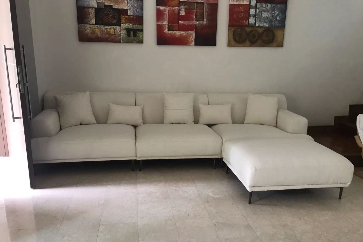 Crystal 330cm White Fabric Sofa Cham Meng | Feb 24