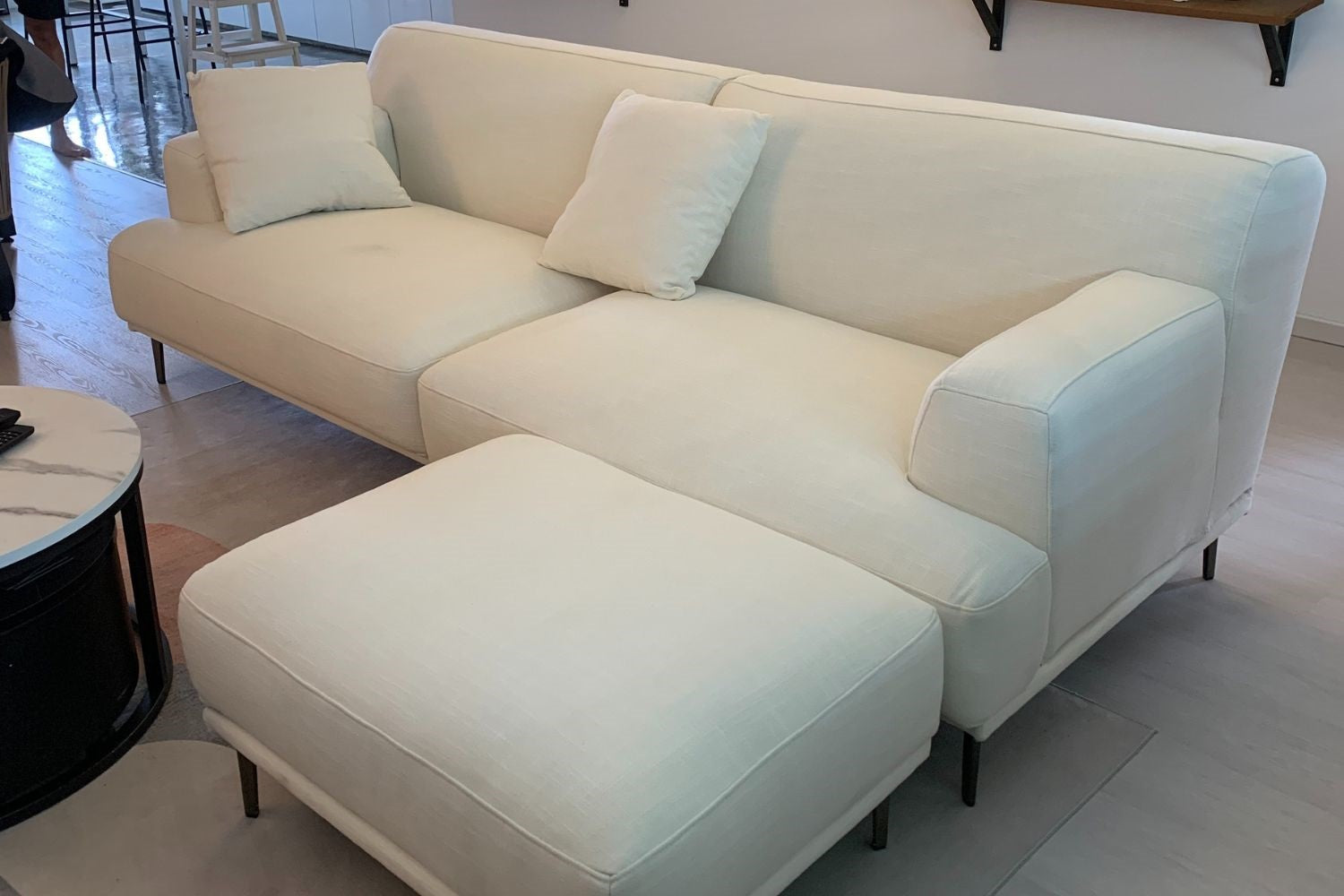Crystal 240cm White Fabric Sofa + Ottoman Samuel | Feb 24