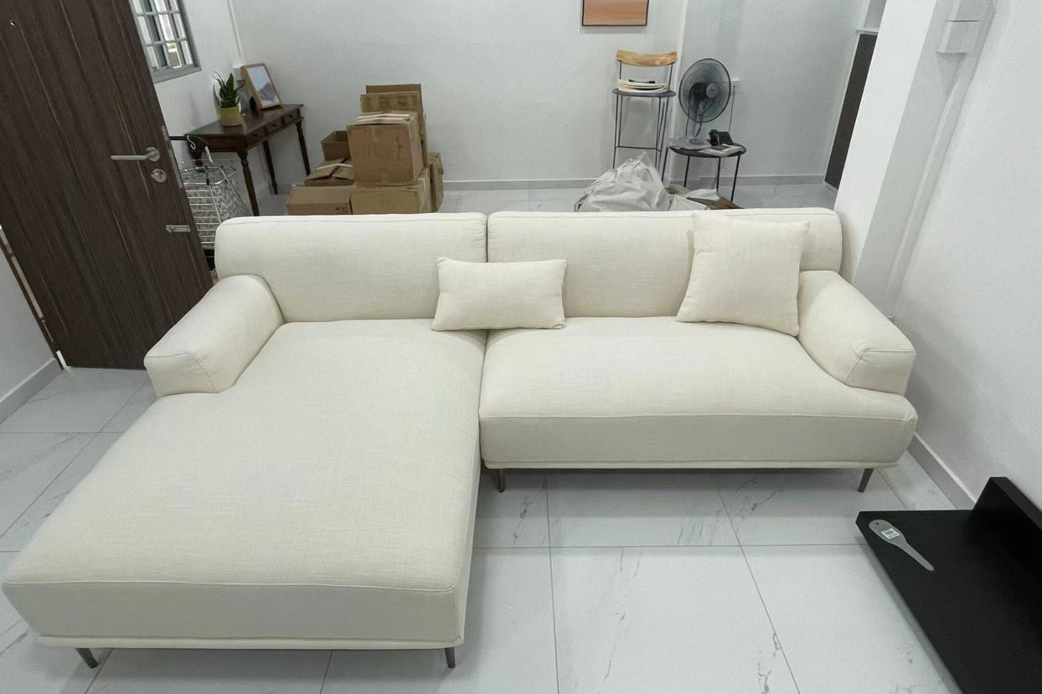 Crystal 240cm White (Toby-02) Fabric Sectional Sofa | Dec 23