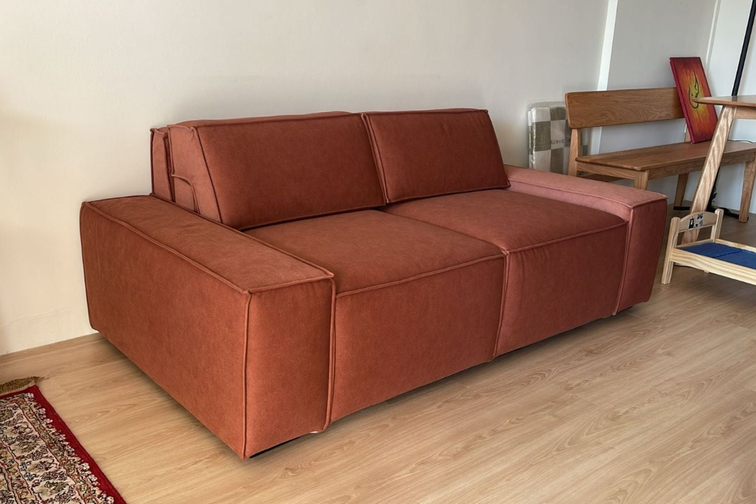 Cubix 180cm Orange Adjustable Backrest Fabric Sofa Aisyah | Jun 25