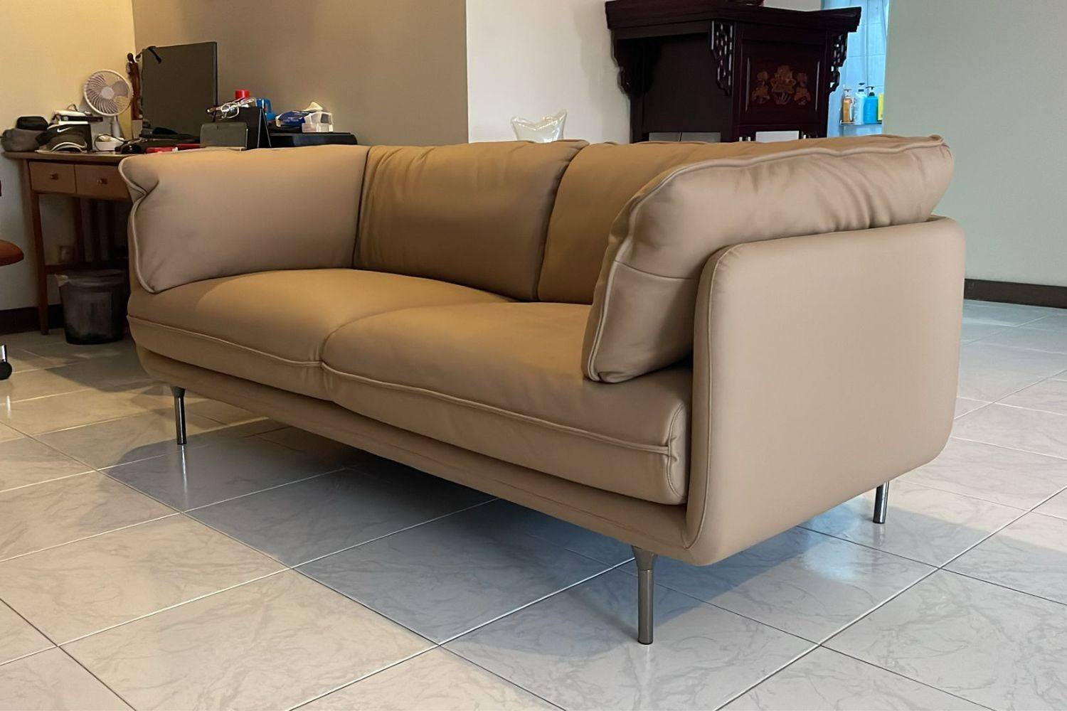 Cuddle 200cm Beige Half Leather Sofa Jenny | Jul 25