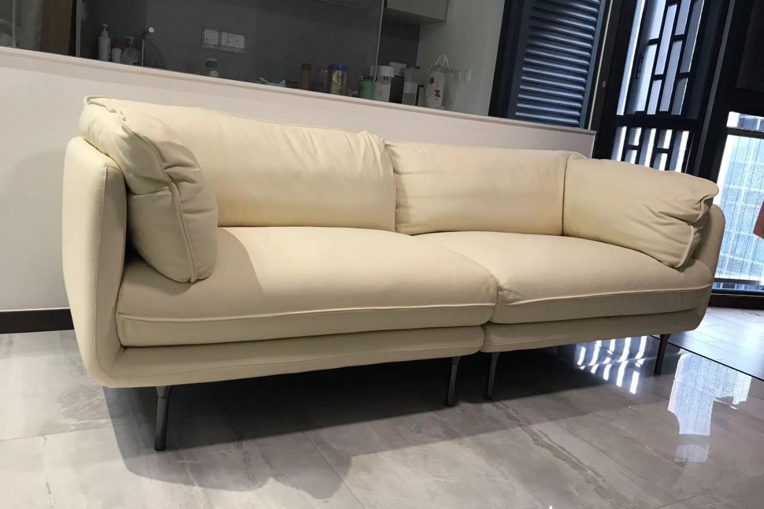 Cuddle 220cm White (Brady 05) Half Leather Sofa Shermaine | Mar 24