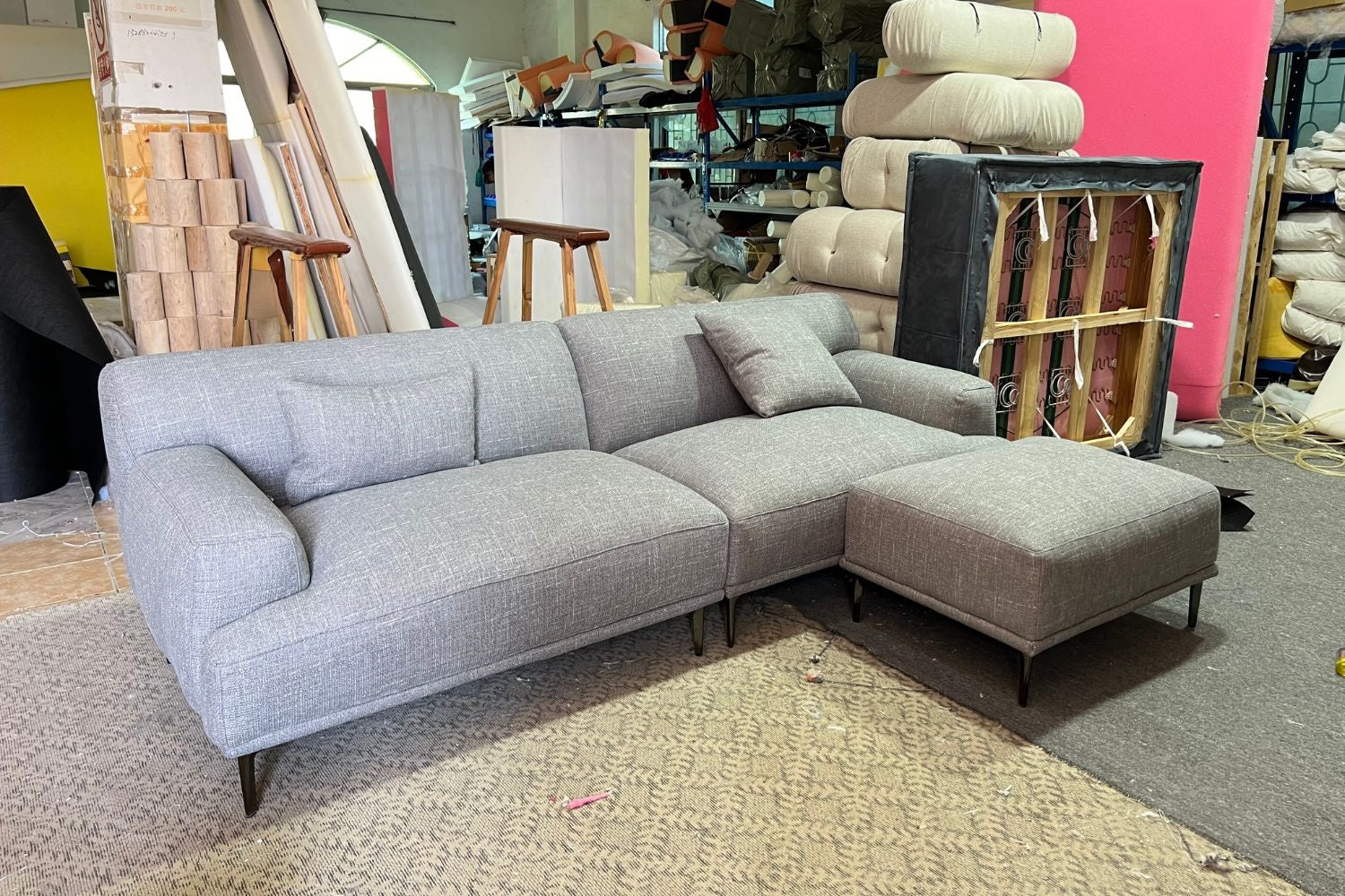 Crystal 230cm Dark Grey Fabric Sofa (Reda-92) + Ottoman Michele | Jan 24