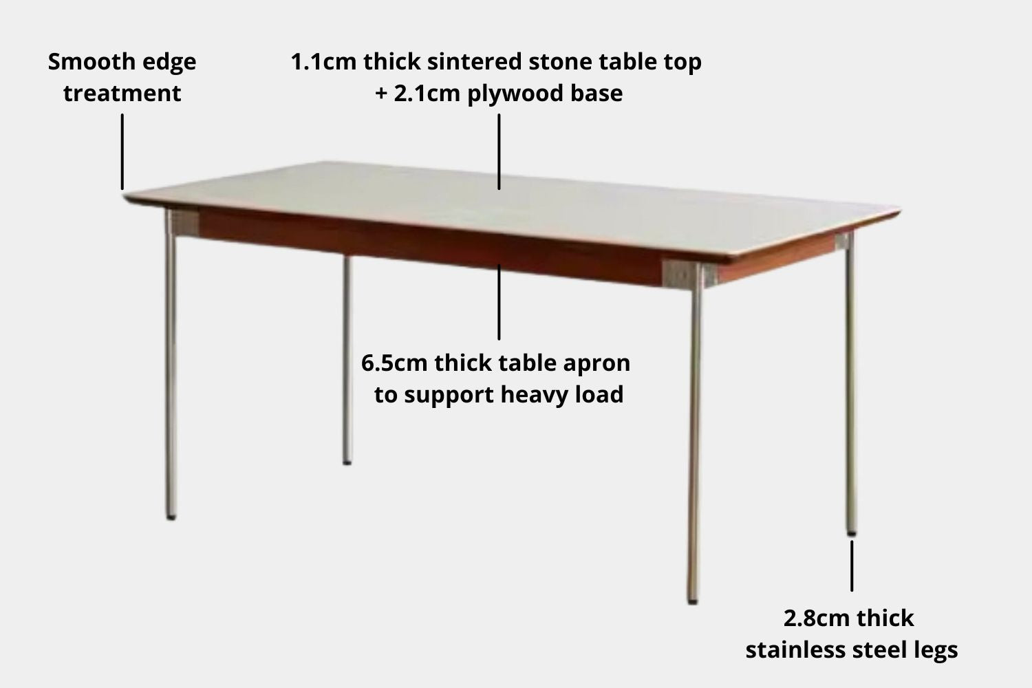 Key features for product for Taylor Poplar Wood Sintered Stone Dining Table