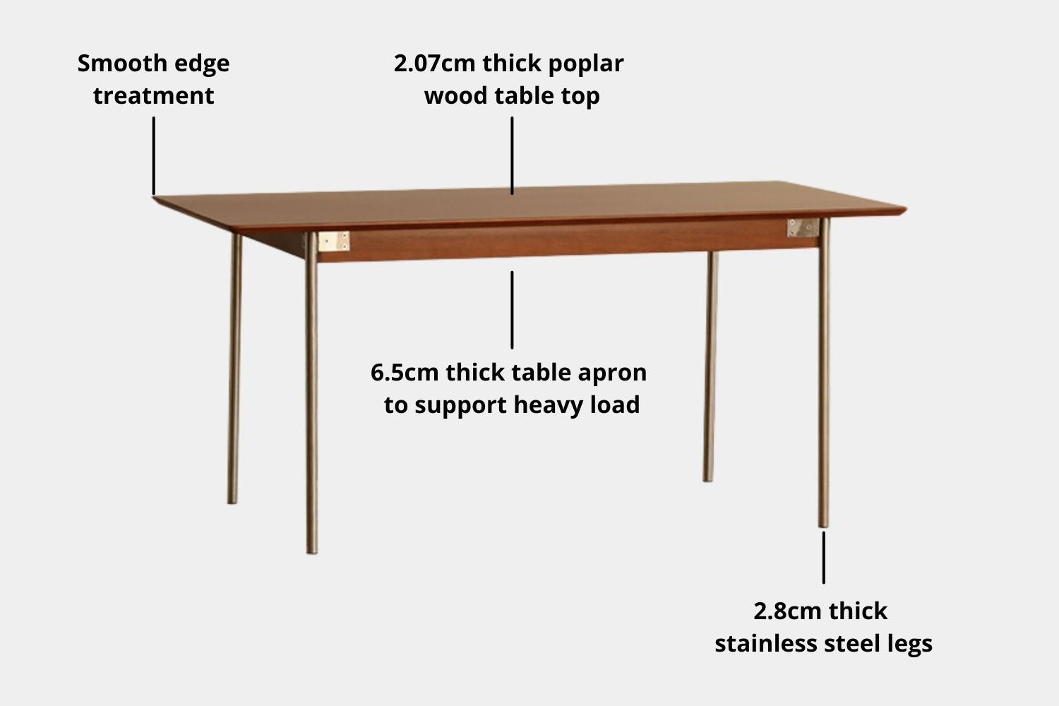 Key features for product for Taylor Poplar Wood Dining Table