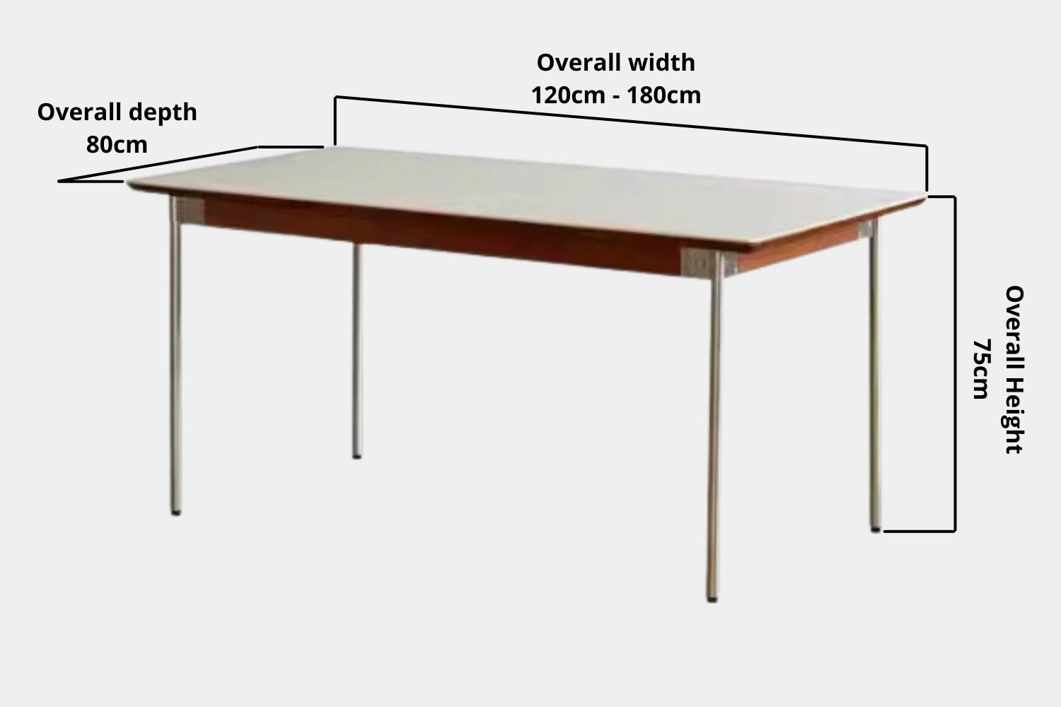 Key product dimensions such as depth, width and height for Taylor Poplar Wood Sintered Stone Dining Table