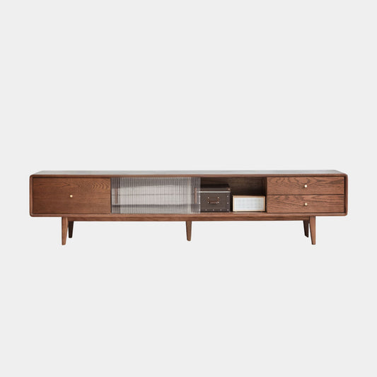 Taite oak wood tv console in walnut colour
