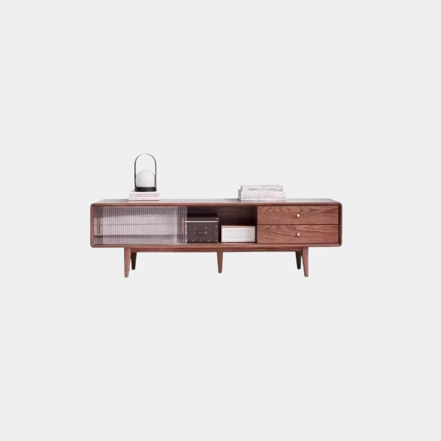 Taite oak wood tv console small in walnut colour