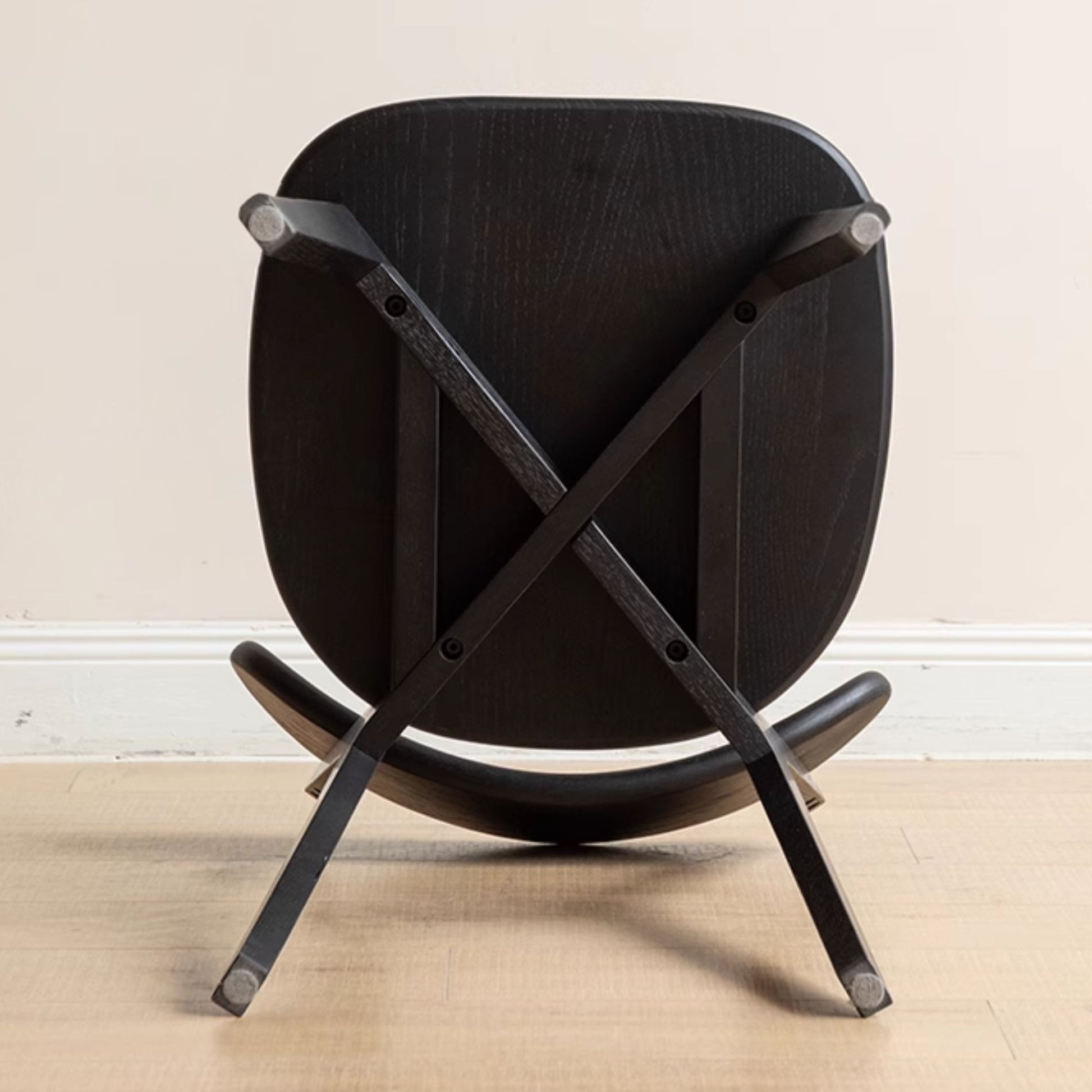Tank oak wood chair in black finish