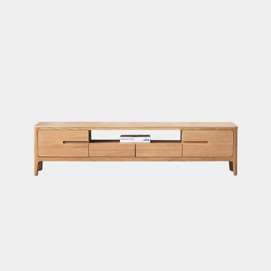 Tank oak wood TV console in natural wood finish