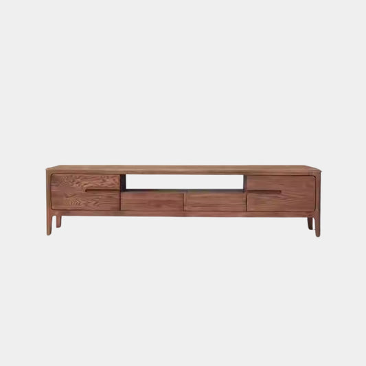 Tank oak wood TV console in walnut wood finish