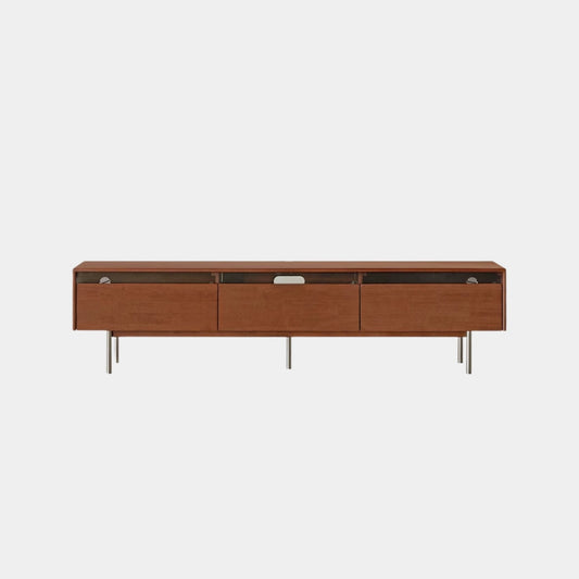 Taylar rubber wood TV console in walnut finish