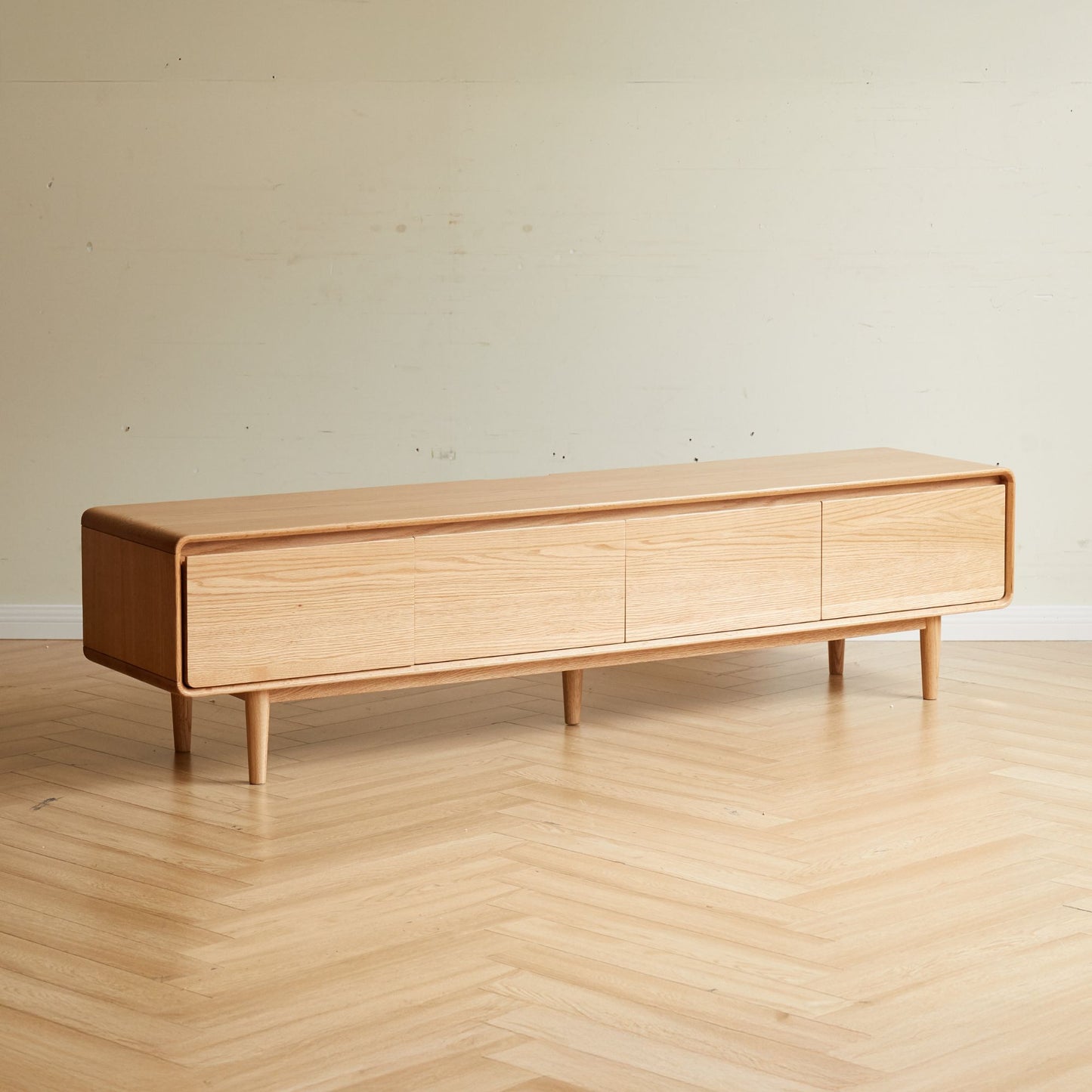 Teo oak wood tv console in natural wood finish