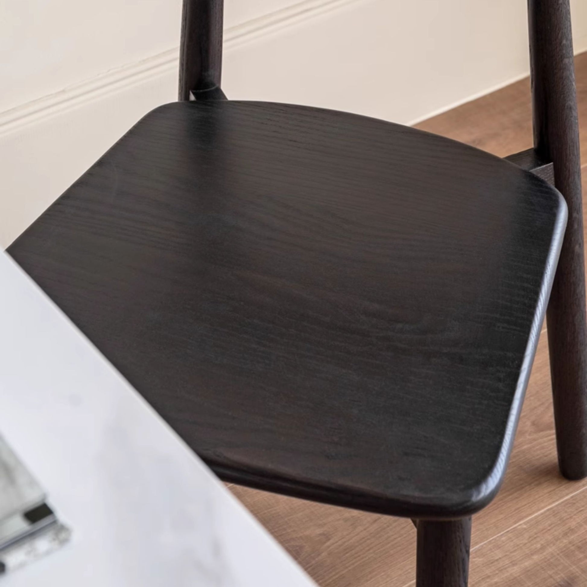 Terra oak wood chair in black finish