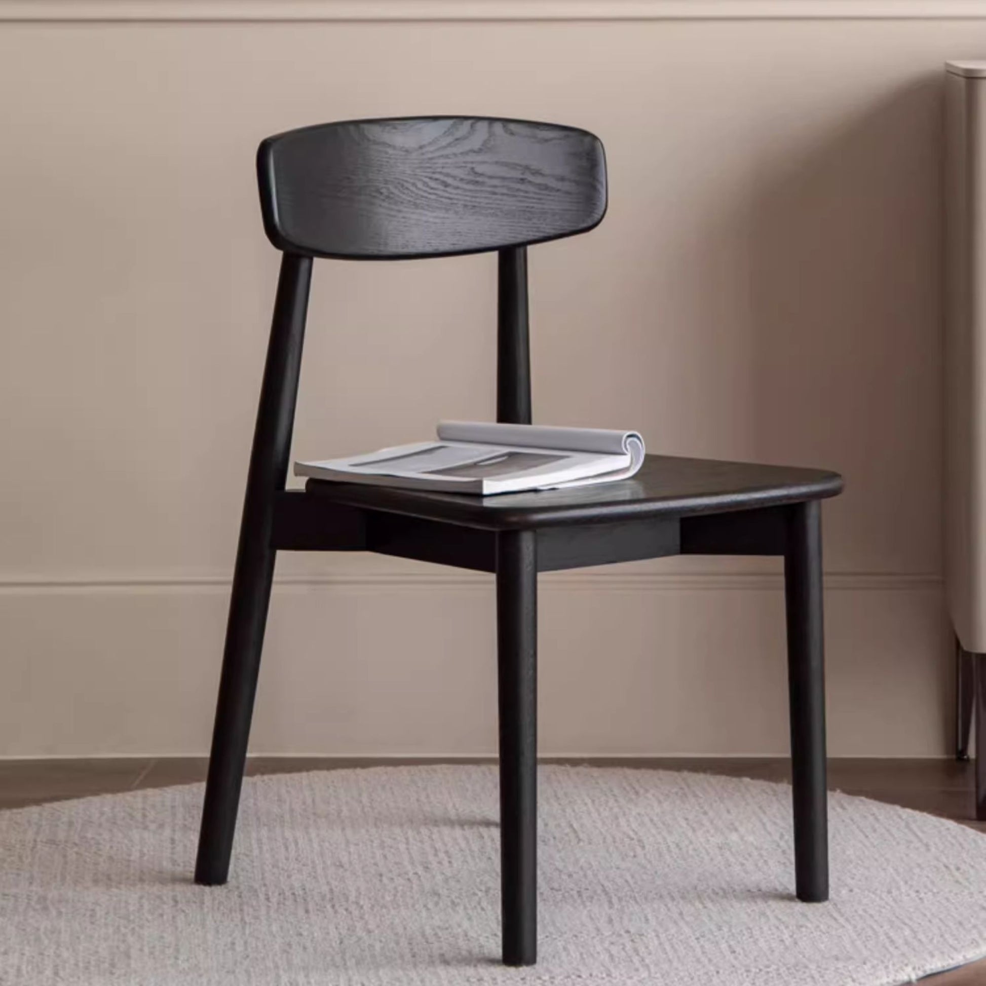 Terra oak wood chair in black finish