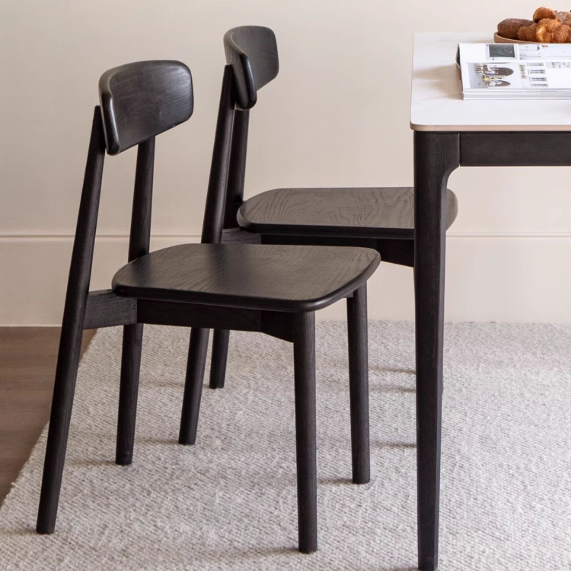 Terra oak wood chair in black finish