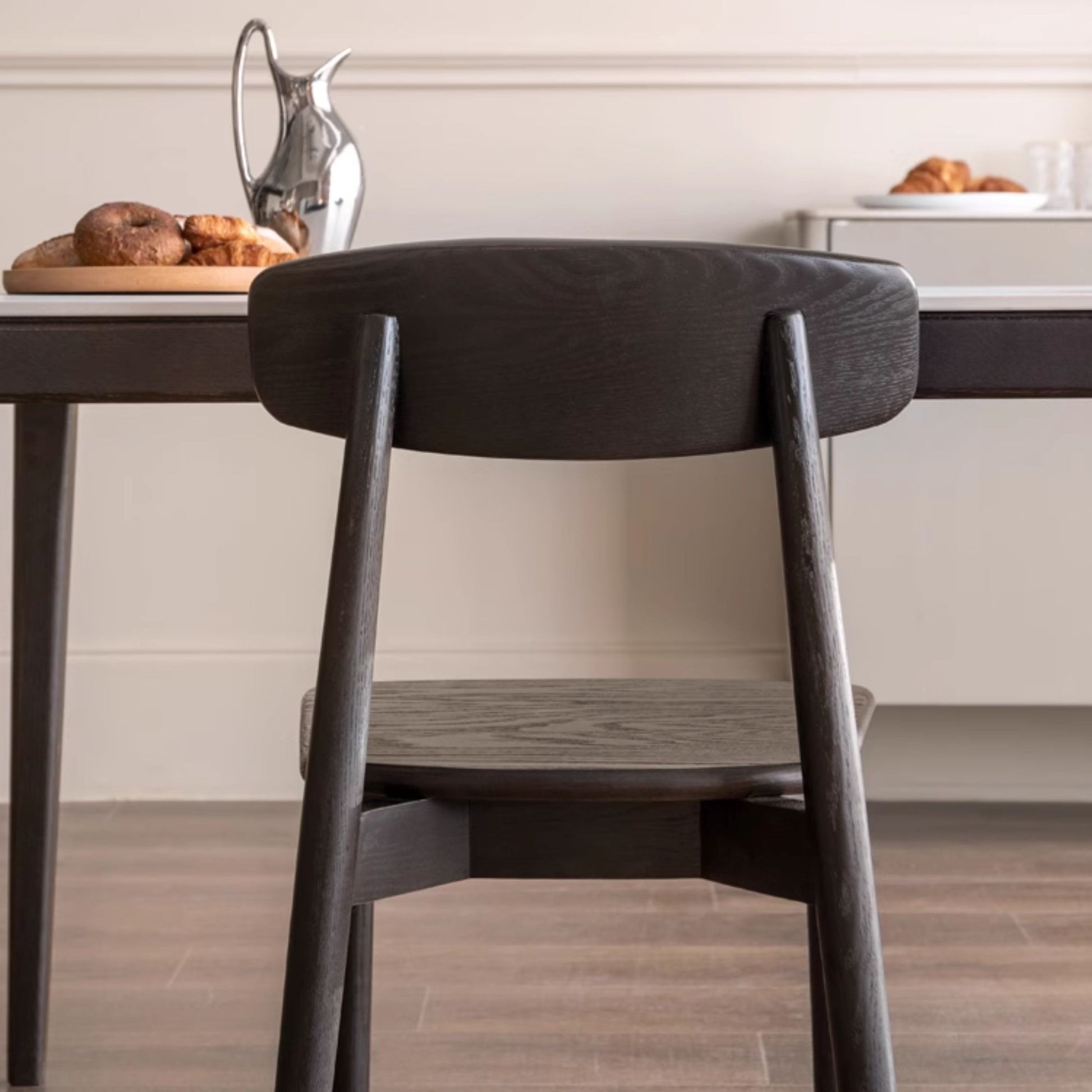 Terra oak wood chair in black finish